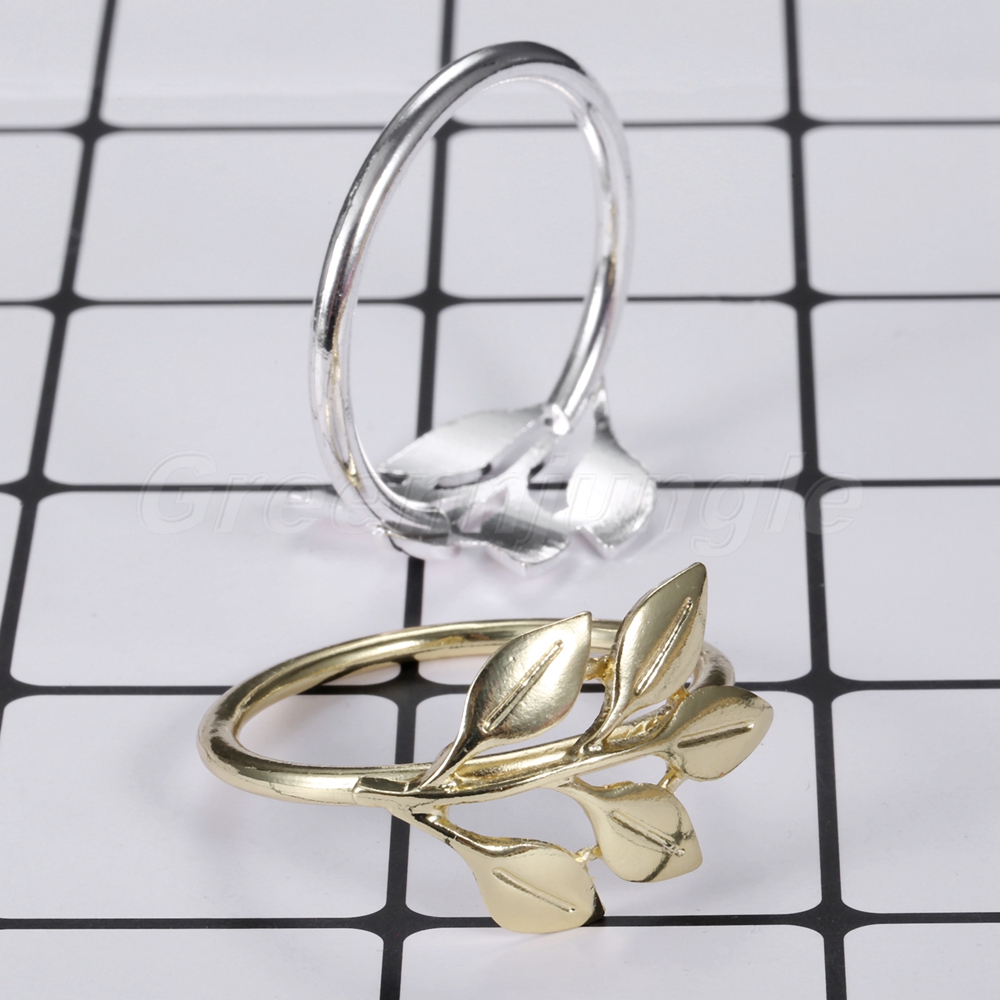 Gold//Silver Round Leaf Napkin Rings Set of 6-12 Holder for Dining Table Parties